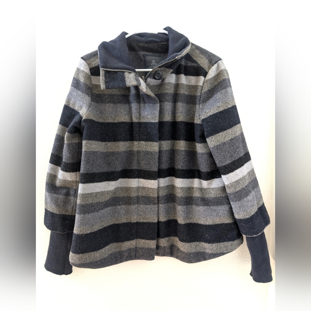 Prana Lily Jacket Medium Wool Blend Striped Full Zip W2lily314